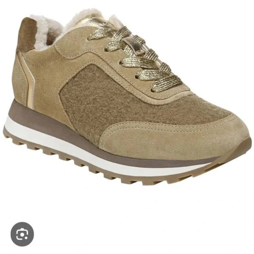Veronica Beard Hartley Mixed Leather Shearling Feal Fur Runner Casual Sneakers